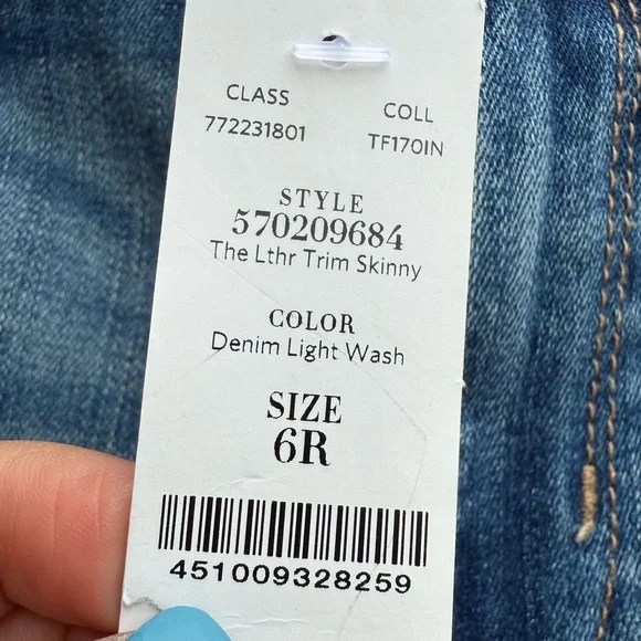 WHBM The Skinny Leather Trim Jeans Size 6 - Picture 5 of 16